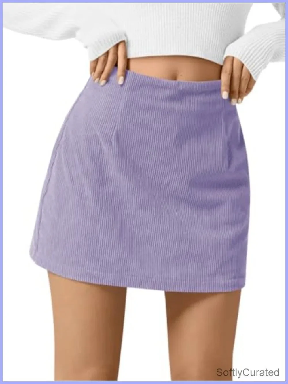 Womens Corduroy Mini Skirt High Waisted A-line